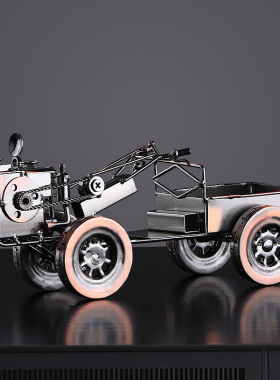 手工铁艺制作金属三轮车手扶拖拉机汽车模型装饰品工艺品摆件礼物