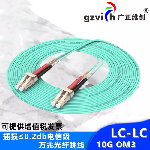 Gzvich广正维创 万兆多模铠装LC-LC光纤跳线3/5/10/20米OM3双芯电信级低烟无卤抗弯曲OM4双芯双工室内防鼠咬