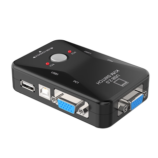 kvm切换器vga二进一出两台主机共用一个显示器两台电脑共用键盘鼠标共享器U盘打印usb设备一拖二四进一出4口