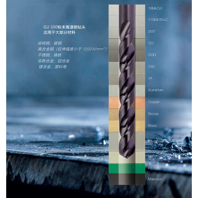 钴领GUHRING进口粉末u冶金钻头6005钛合金铸铁不锈钢钻头