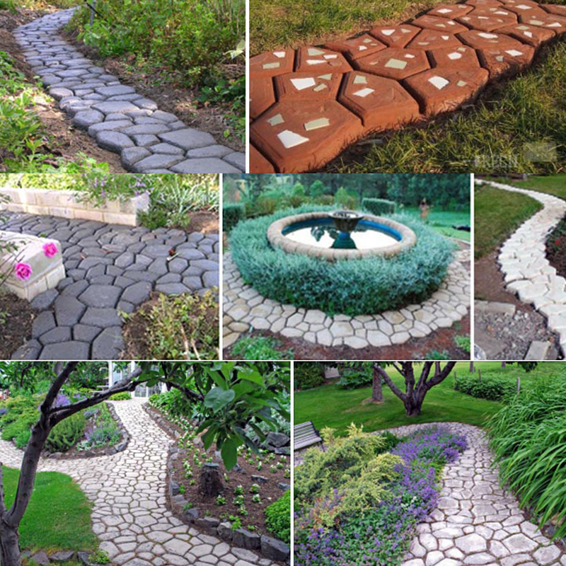 混泥土施工铺路模具花园景观路面设计花纹地砖水泥压模自制踏步石