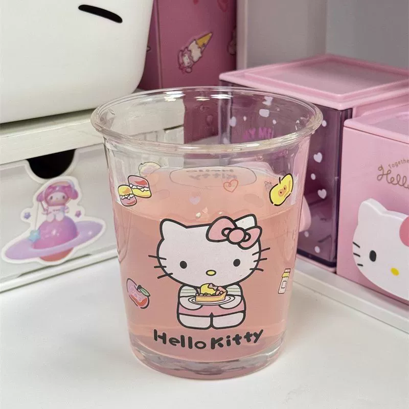 家用高颜值水杯哈喽kitty果汁杯宿舍可爱牛奶饮料杯办公室咖啡杯图片