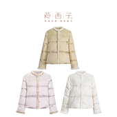 莨西子新中式 轻国风桑蚕丝鹅绒羽绒服女短款 秋冬水貂毛领保暖外套