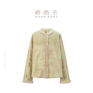 【栀梦】莨西子新中式国风桑蚕真丝棉服外套女短款复古保暖棉衣