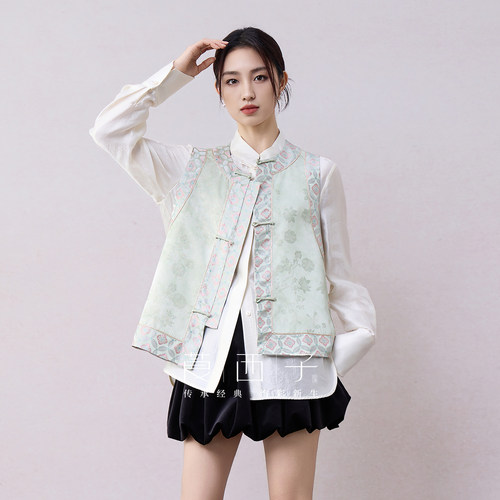 【夏禾】莨西子新中式轻国风桑蚕丝双面穿马甲女短款外穿春款坎肩