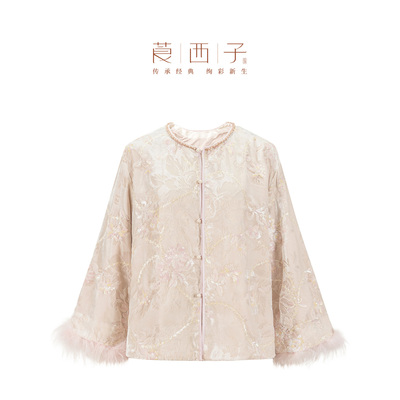 莨西子新中式国风宽松显瘦复古外套女粉色公主千金风春秋上衣2025