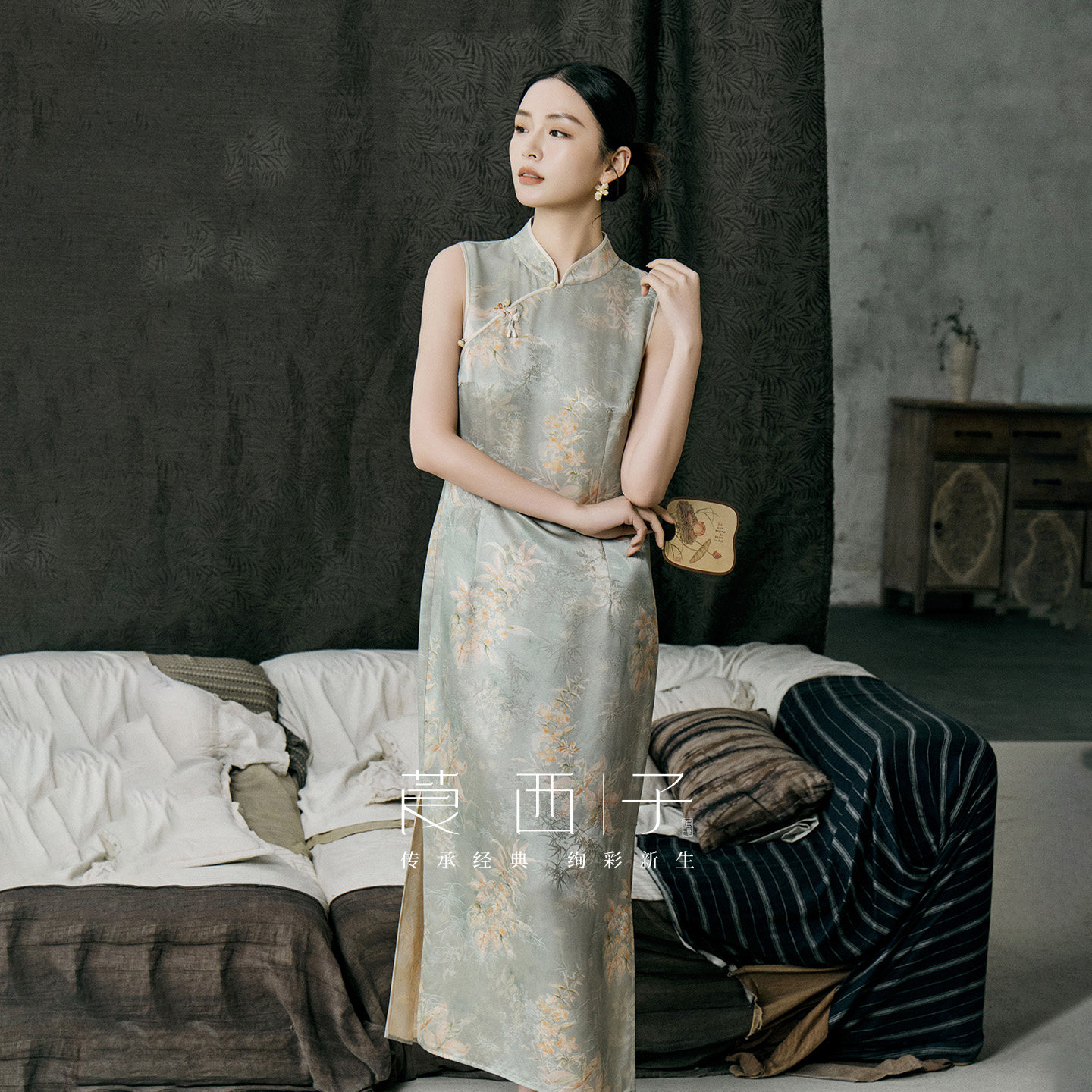 莨西子新中式国风女款2026新款年轻轻奢高级感含桑蚕丝旗袍连衣裙