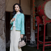 国风桑蚕真丝外套女袖 莨西子新中式 口卷边复古撞色上衣 执柔