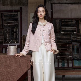 国风真丝棉服外套女秋冬年轻棉衣 莨西子新中式 100桑蚕丝填充