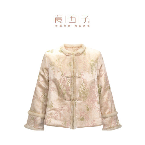 莨西子新中式轻国风绝美穿搭棉服外套女桑蚕丝棉袄秋冬年服喜庆