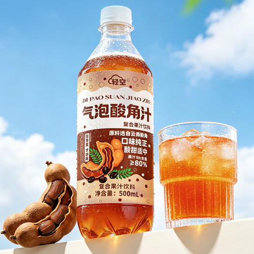 轻空气泡酸角汁500ml瓶装气泡果汁饮料云南风味果汁气泡水