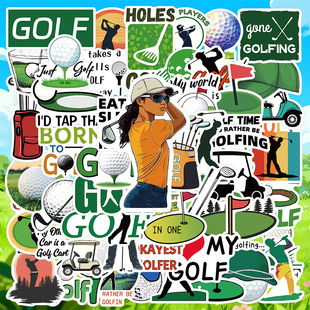 50张高尔夫卡通贴纸高尔夫球场球杆水杯手账DIY装饰贴画