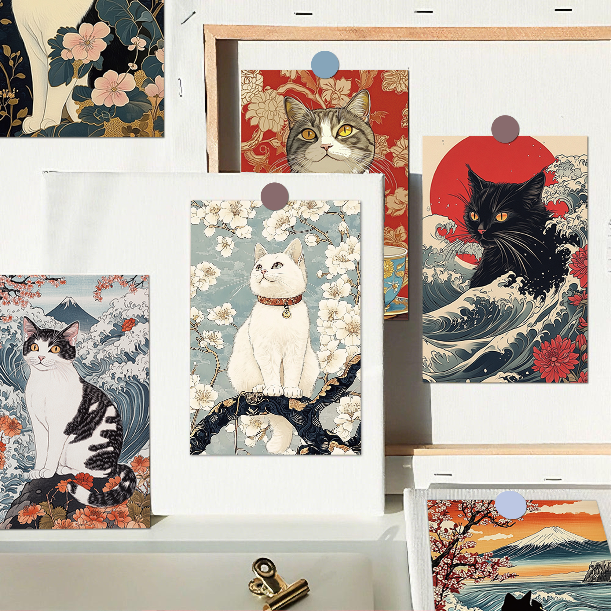 日式浮世绘猫猫卡片房间装饰墙壁桌面装饰卡片