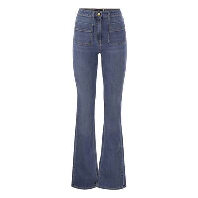 ELISABETTA FRANCHI Paw jeans with logo plates