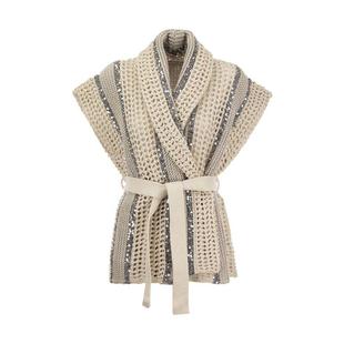 jute BRUNELLO linen cardigan Dazzling Stripe CUCINELLI