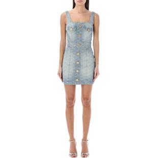 Monogram BALMAIN short denim dress