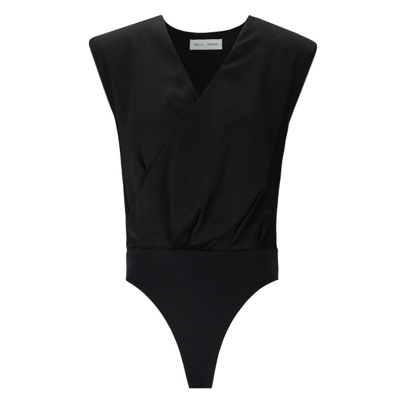 WEILI ZHENG  BLACK SATIN BODYSUIT 运动服/休闲服装 运动卫衣/套头衫 原图主图