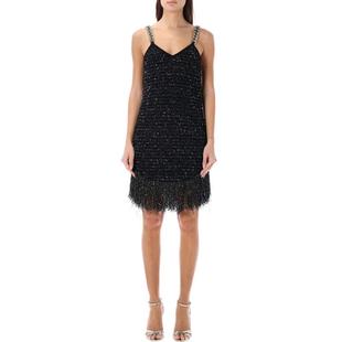 BALMAIN tweed lurex Fringed dress