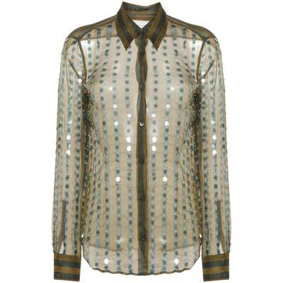 DRIES VAN NOTEN TRANSPARENT SHIRT WITH APPLICATIONS CLOTHIN