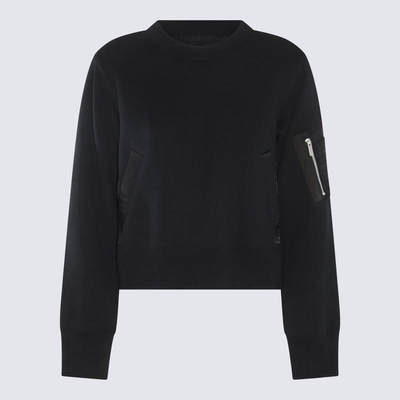 SACAI BLACK COTTON BLEDN SWEATSHIRT