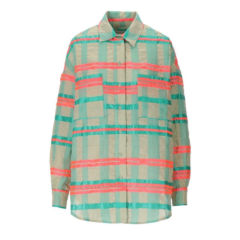 ESSENTIEL ANTWERP DAYDREAM GREEN PINK OVERSHIRT