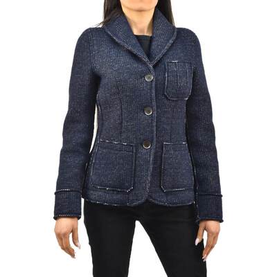 Roy Roger's Cappotto Blu Donna Lana Bottoni Logo Mod.MONOPE