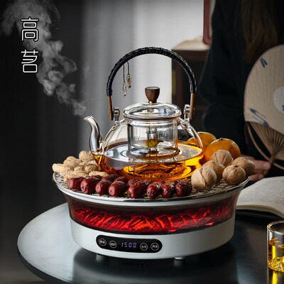 围炉煮茶器具全套20p24新款家用室内高端仿真火焰电陶炉煮茶壶套