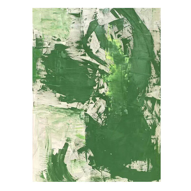 现代简约侘寂风纯手绘绿色抽象客厅落地I画玄关走廊过道大幅装饰