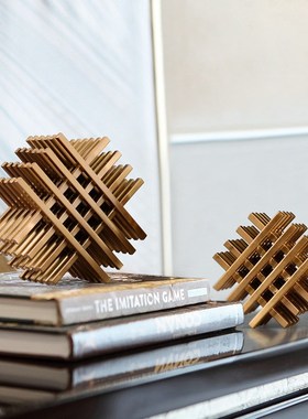 样板房现代井字摆件客厅摆设装饰办公室金属创意抽U象几何体工艺