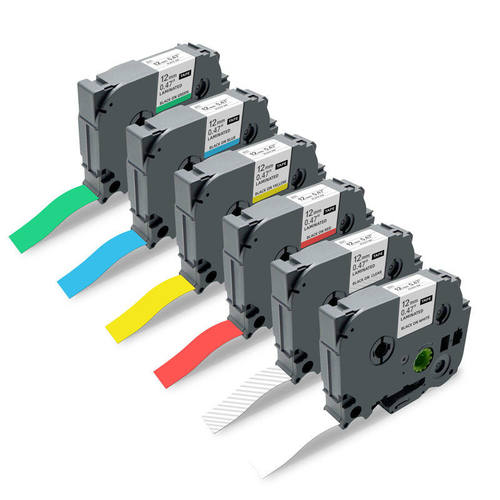 标签机色带12mmPT-E100B/D210/D450115B覆膜不干胶标签纸专用