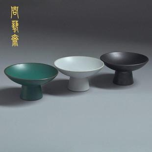 零食茶點(diǎn)碟方水果盤 陶瓷茶點(diǎn)盤圓形點(diǎn)心盤粗陶復(fù)古托盤無光釉日式