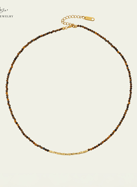 极细碎金子虎眼石钻切面项链