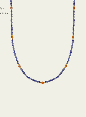 叠戴星空色天然蓝纹石项链