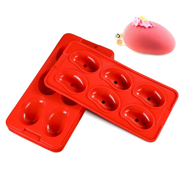 6连3立体芒果形硅胶蛋糕模具 水果手工皂模具 硅胶布丁冰格模