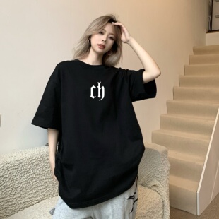 情侣CH潮牌宽松春夏新款 半袖 上衣 t恤男女款 NASA联名重磅纯棉短袖