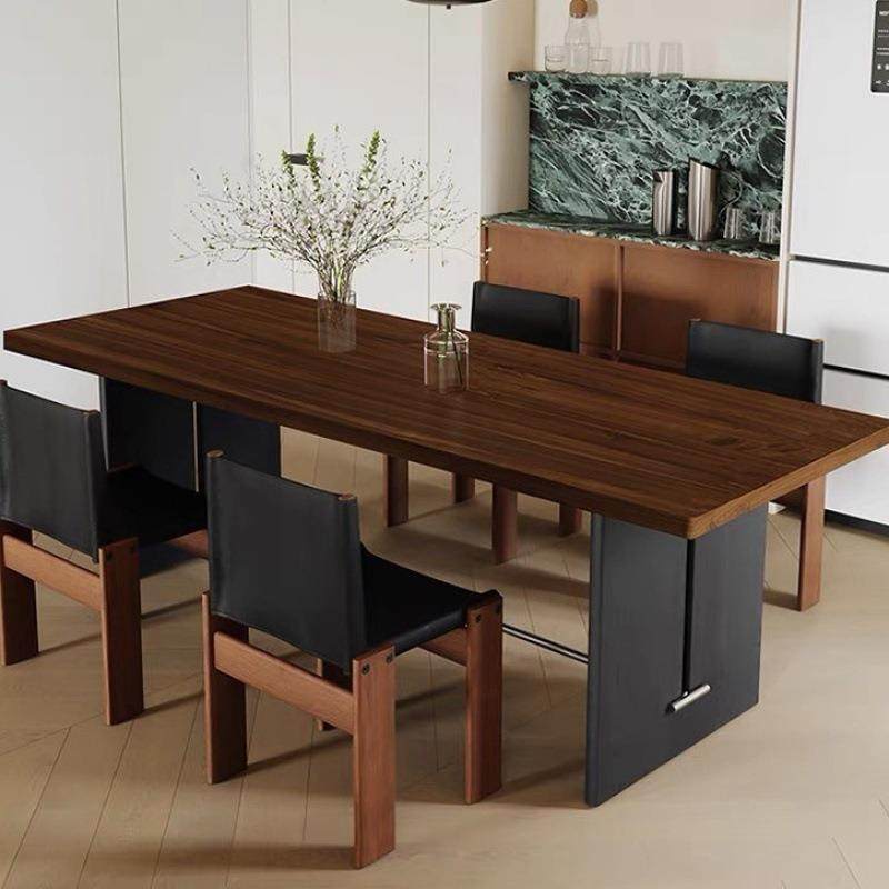 简约中古风小户型胡桃色实木餐桌椅组合复古茶桌书桌长方形现代款,商业/办公家具,餐桌椅系列,淘宝优惠券,粉丝福利购,淘宝优惠卷