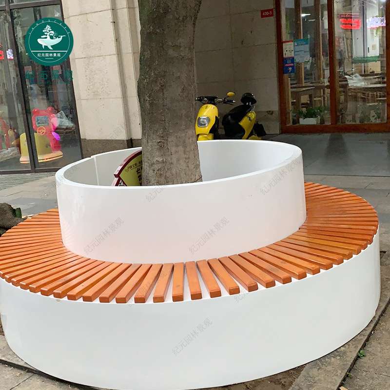户外大型玻璃钢休闲椅商业广场公园景观树池酒店门口绿植花盆坐凳