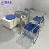 工业风奶茶甜品店咖啡店不锈钢桌椅组合蛋糕烘焙店靠墙卡座长条凳