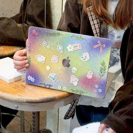 ins多彩星星兔适用苹果华为电脑macbook15保护壳mac笔记本电脑2025新款M2pro15寸macbookair13膜M3轻薄冰晶壳