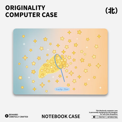 ins卡通星星人适用苹果华为电脑macbook15保护壳mac笔记本电脑2025新款M2pro15寸macbookair13膜M3轻薄冰晶壳