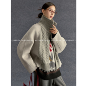 麻花纹短款 SWAP SENSE灰度诗篇·高领长袖 立领隐形拉链灰色短外套