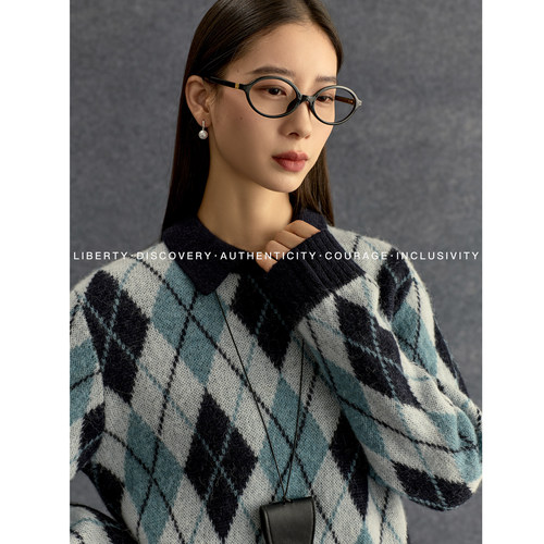 SWAP SENSE菱境织忆·常规款POLO领学院风菱格柔软针织衫毛衣冬季