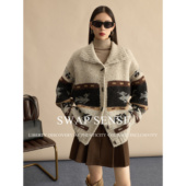 SWAP SENSE暖织叙语·复古休闲立领宽松慵懒针织翻领费尔岛大毛衣