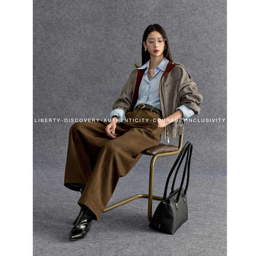 SWAP SENSE经纬醇调·重磅人字纹截短显高哈灵顿短外套2025年新款