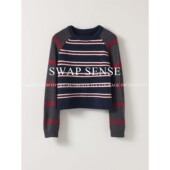 藏青条纹棕色条纹针织衫 SWAP SENSE潮汐织序· 条纹拼接毛衣女