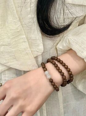 金丝檀木搭配东陵竹节多圈手串古风男女生百搭