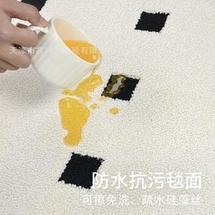 奶油风客厅地毯防水防污轻奢高级卧室免洗可擦洗 KD新西兰羊毛法式