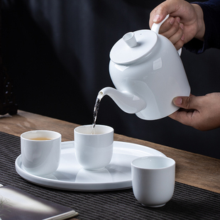 景德镇高温白瓷釉下彩陶瓷水具套装家用水杯水壶杯子茶杯乔迁轻奢