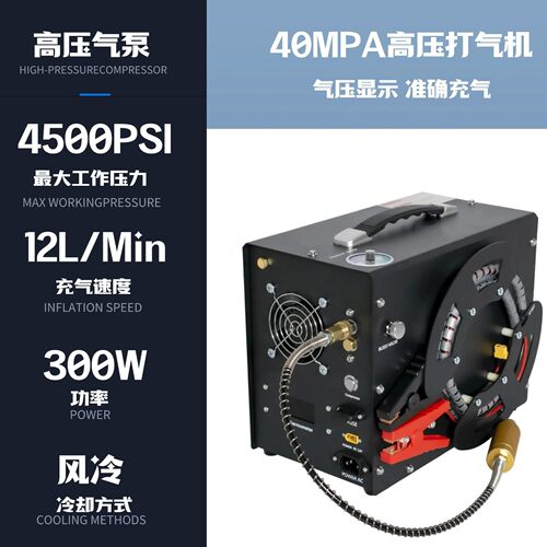 12V车载立式打气机4500PSI高压充气泵自动停机款空气压缩机