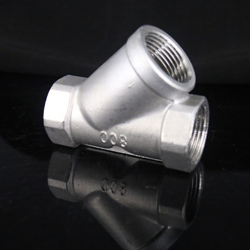 304不锈钢斜45度内丝Y型三通2分-2寸内螺纹水管三通管接头DN15 20